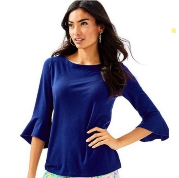 Lilly pulitzer pink flutter sleeve shirt New With Tags XS - Picture 10 of 10